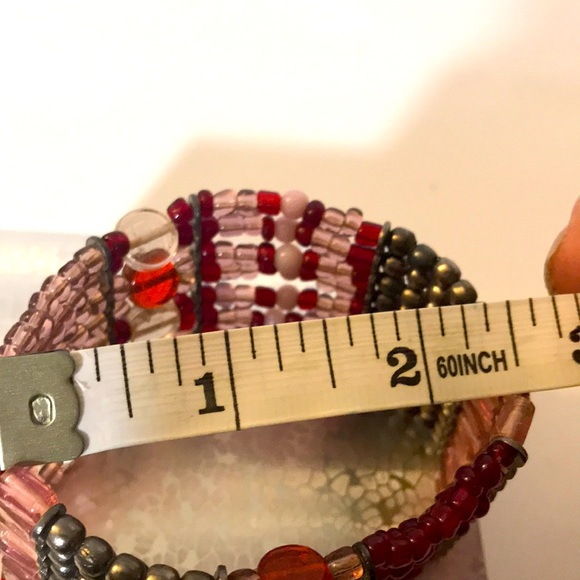 Cost plus world market bracelet bangle bar beaded boho pinks reds - Picture 6 of 6